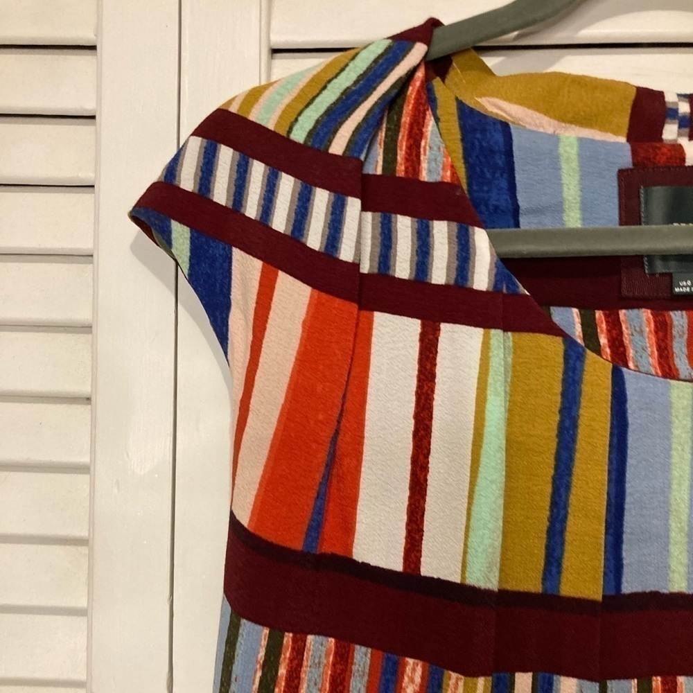 Maeve By Anthropology Red And Blue Midi Dress Size 0 - Picture 5 of 12